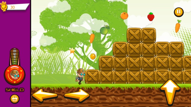 Run  jump collect stars for fruit  orang