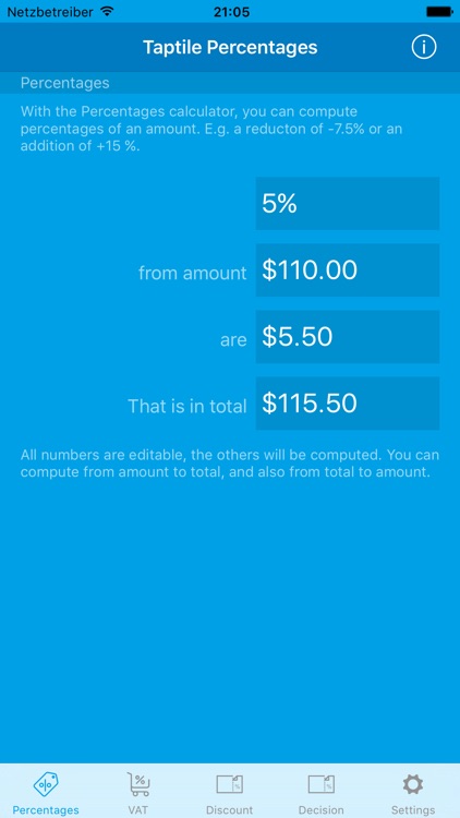 Taptile Percentages