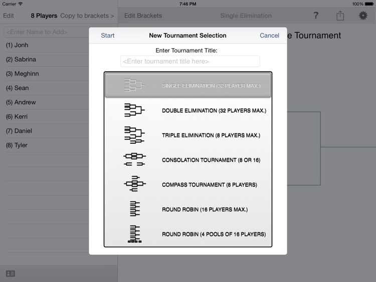 Bracket Maker for the iPad