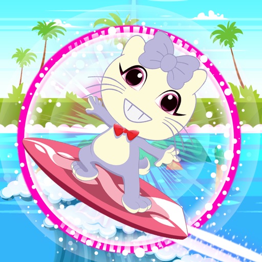Cat Kitty Kitten Surfing and Shark iOS App