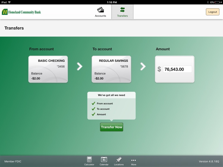 Homeland Community Bank for iPad screenshot-3
