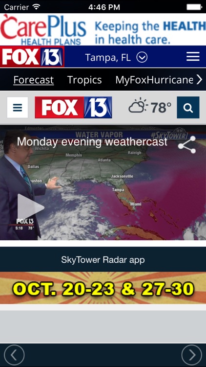 SkyTower Radar app from FOX 13 Tampa Bay