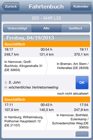 TomTom WEBFLEET Logbook screenshot 2