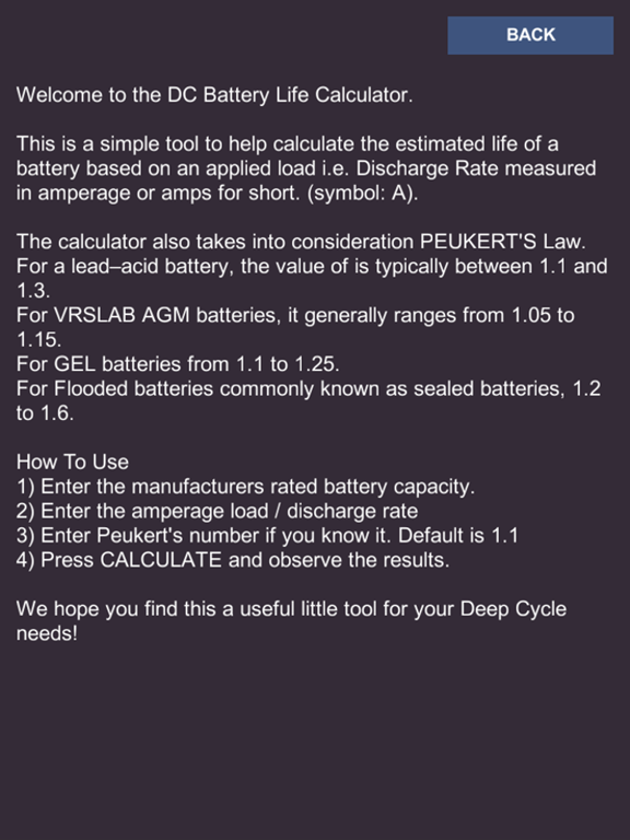 Screenshot #5 pour DC Battery Life Calculator Free