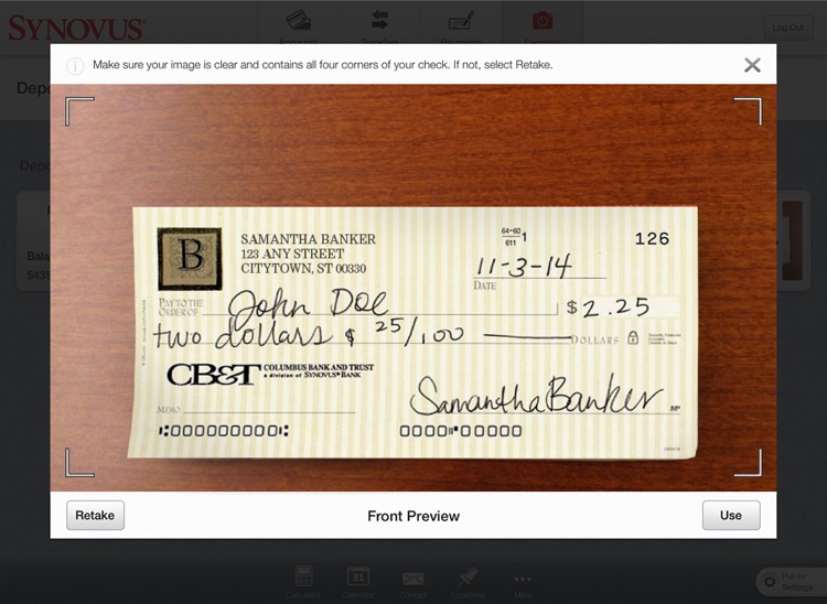 Synovus Mobile Banking for iPad