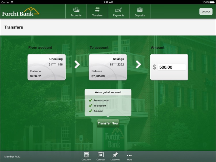 Forcht Bank Mobile Banking for iPad screenshot-3