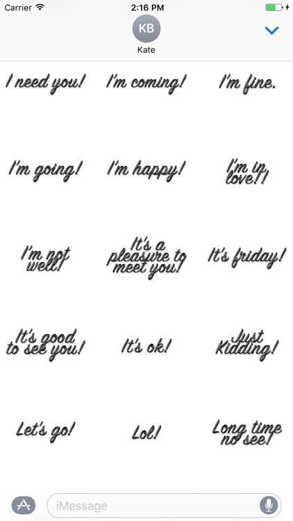 Expressions Crispy Black Stickers for iMessage