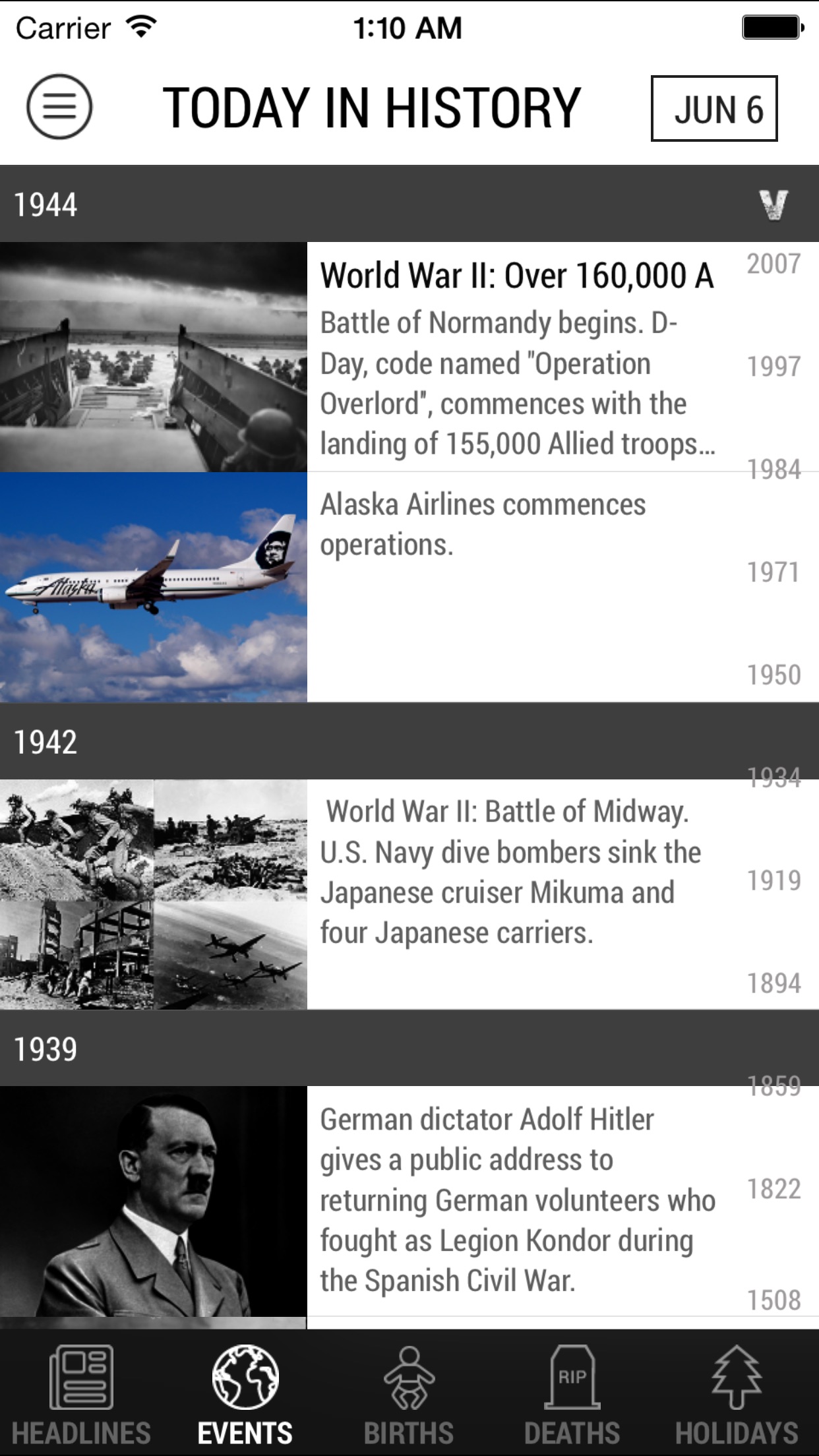 Screenshot do app Today In History