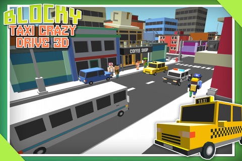 Blocky Taxi Crazy Drive Sim 3D screenshot 3