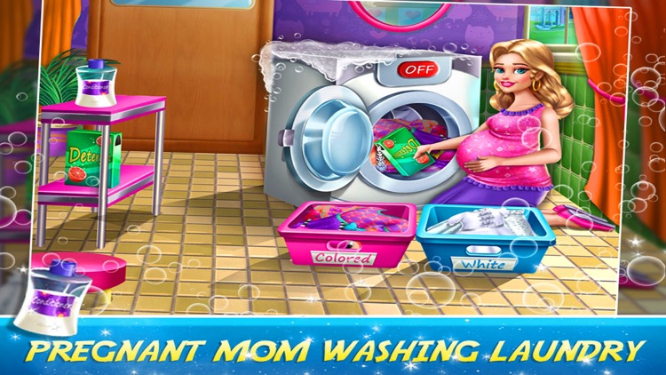 Pregnant Mom Washing Laundry