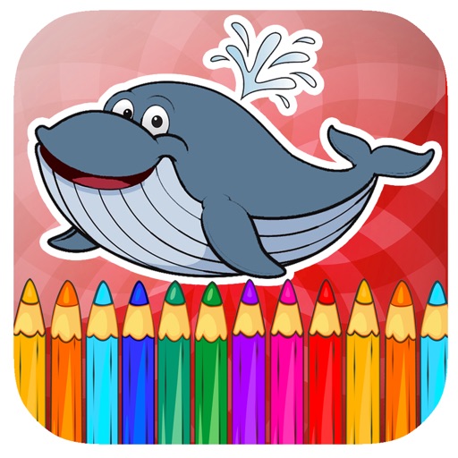 Paint Whale Swimming Coloring Page Game Icon