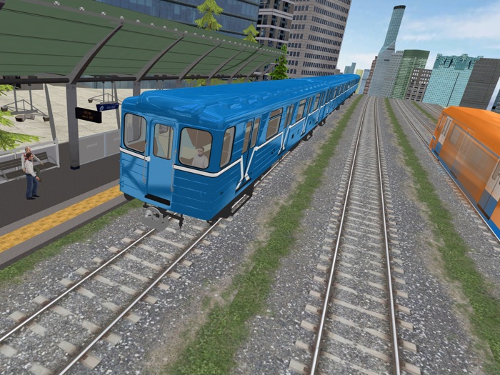 行驶在城市地铁列车辛3D