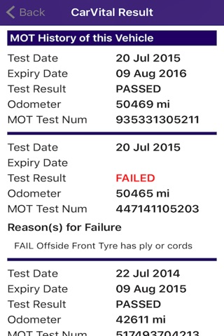 CarVital MOT - UK MOT history car check screenshot 3