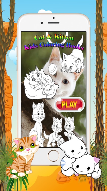 Cute Cat Kids Coloring Book Page - Learning Game for Toddlers