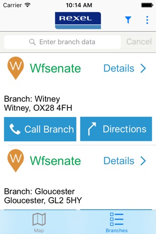 Rexel UK Branch Locator screenshot 2