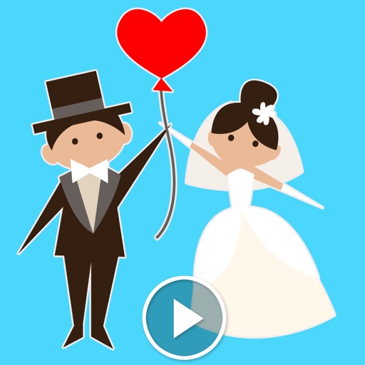 Animated Brides Grooms Wedding Party Stickers iOS App