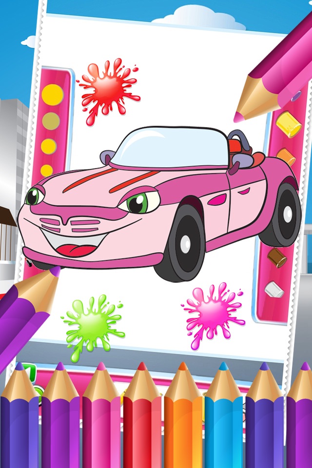 Car in City Coloring Book World Paint and Draw Game for Kids screenshot 2