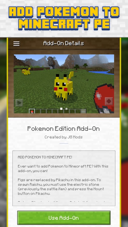 Pokemon Edition Add-On for Minecraft PE