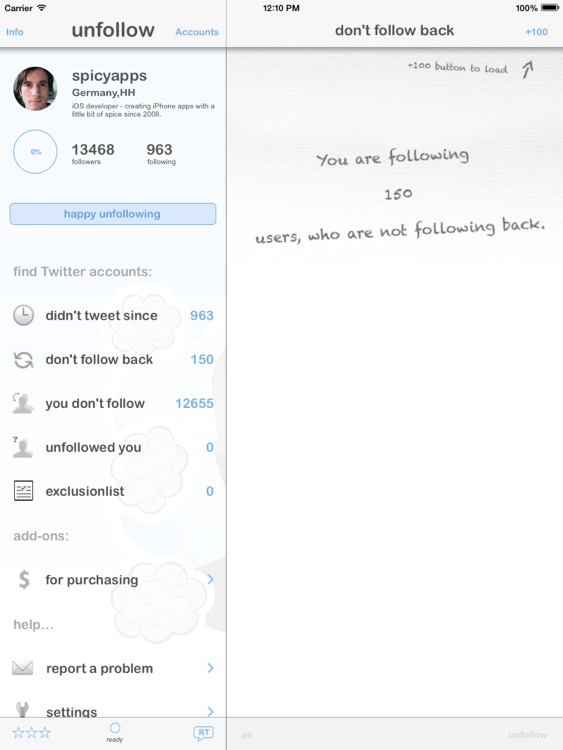 unfollow for Twitter - iPad edition