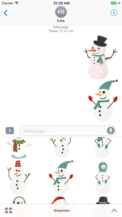 Snowman Merry Christmas stickers for iMessage