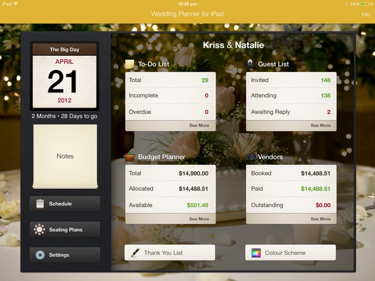 Wedding Planner for iPad