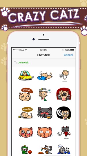 Crazy Catz สติกเกอร์ สำหรับ iMessage ฟรี(圖1)-速報App