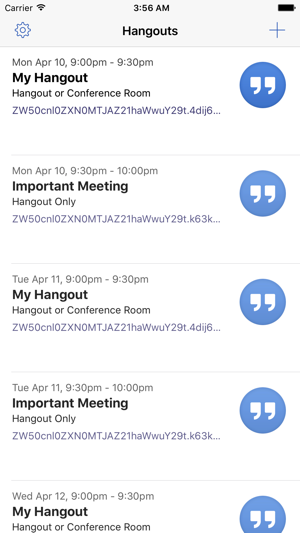 Entry for Google Hangouts