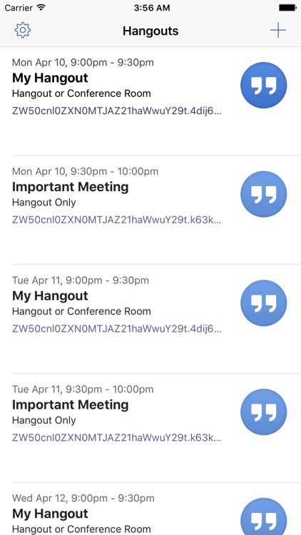 Entry for Google Hangouts