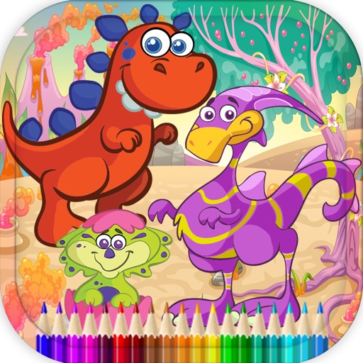 Dinosaur Coloring Page For Kids Game Icon