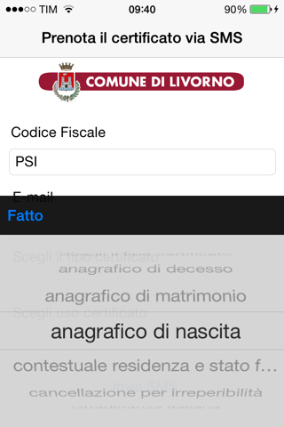 Certificati anagrafici via SMS screenshot 2