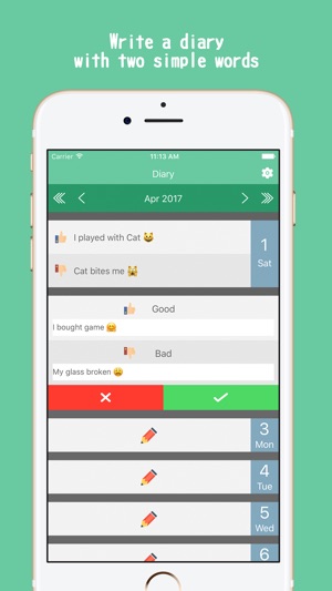 Two words in a day | Simple Diary app