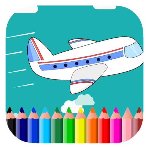 Free Draw Coloring Book Games Big Plane Edition Icon