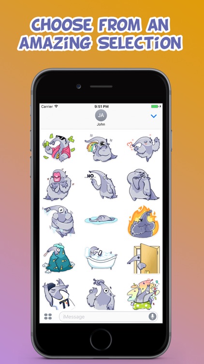 Cool Anteater Emotions Stickers Pack for iMessage
