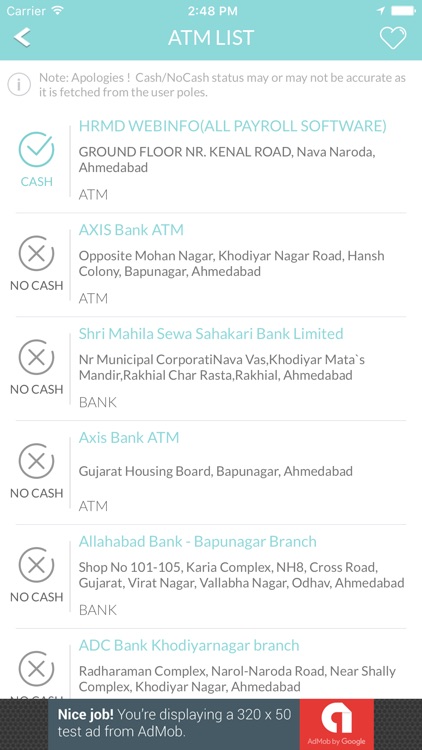 ATM Finder  Cash / NoCash