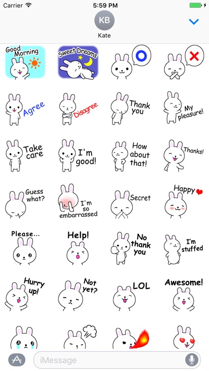 Lovely White Rabbit Sticker set 2 by Hang Nguyen