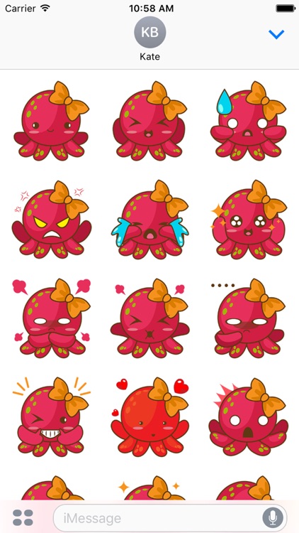 Ori, the cute sea octopus for iMessage Sticker