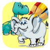 Preschool Coloring Book Dinosaur And Elephant