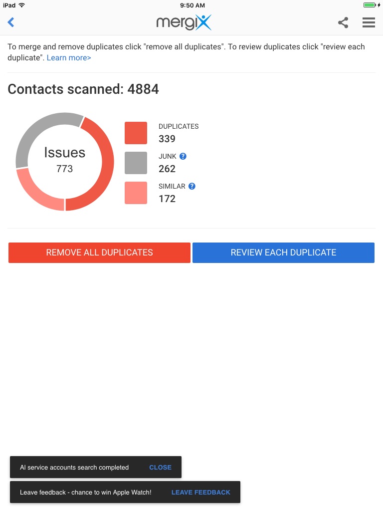 Mergix Duplicate Contacts Cleaner screenshot 4
