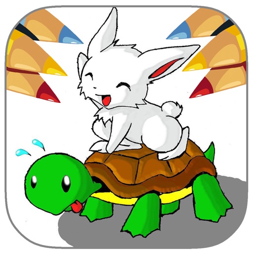Coloring Book Game Bunny And Turtle For Kids Icon