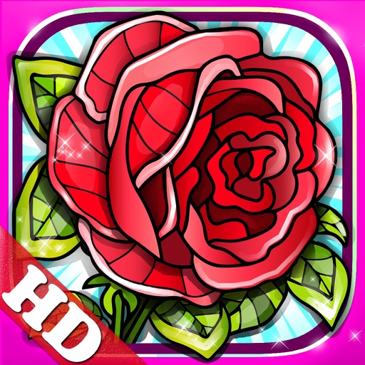 Flowers Coloring Pages for Adults Mandala Red Rose icon