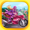 Motorcycle Girl Rider - Highway Traffic