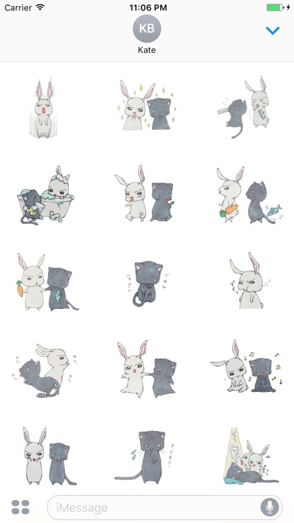 Karu Bunny and Sato Cat Sticker