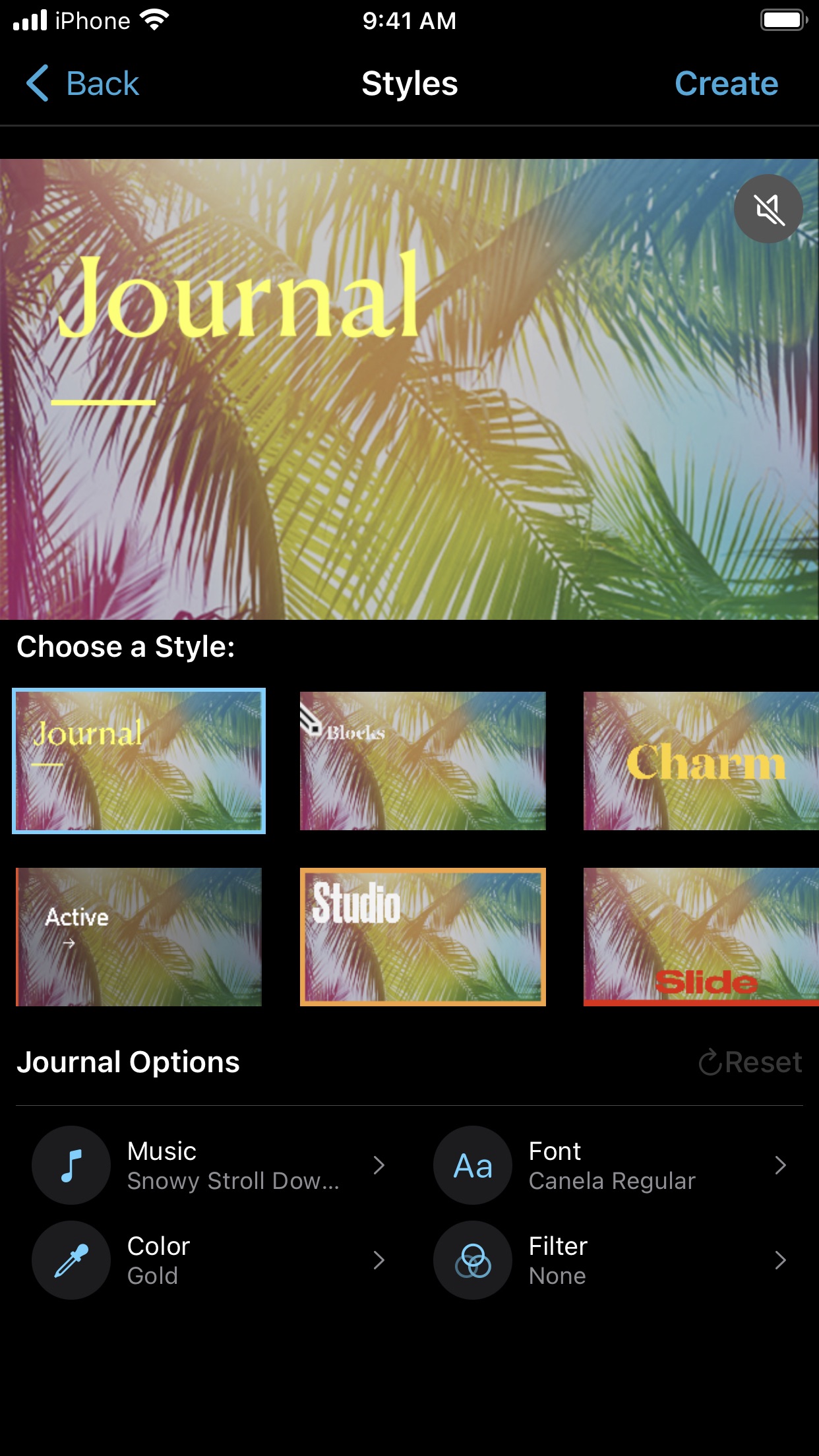 Screenshot do app iMovie