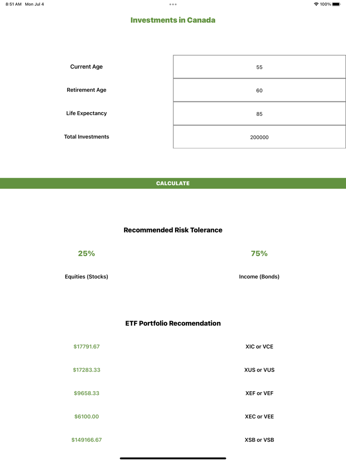 Investments in Canada