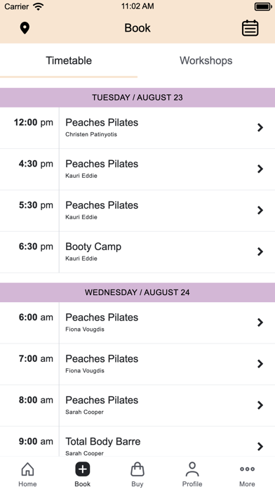 Peaches Pilates Studios screenshot 2