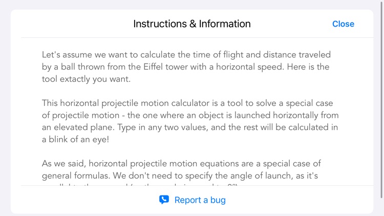HorizonProjectileMotionCal