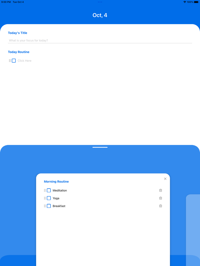 Today Focus Routine Planner