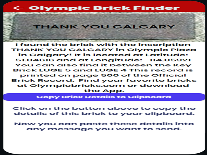 Olympic Brick Finder