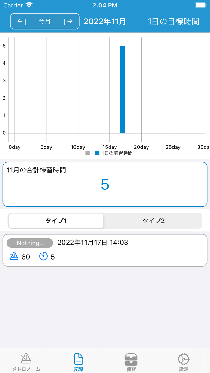 楽器の練習ノートメトロノーム