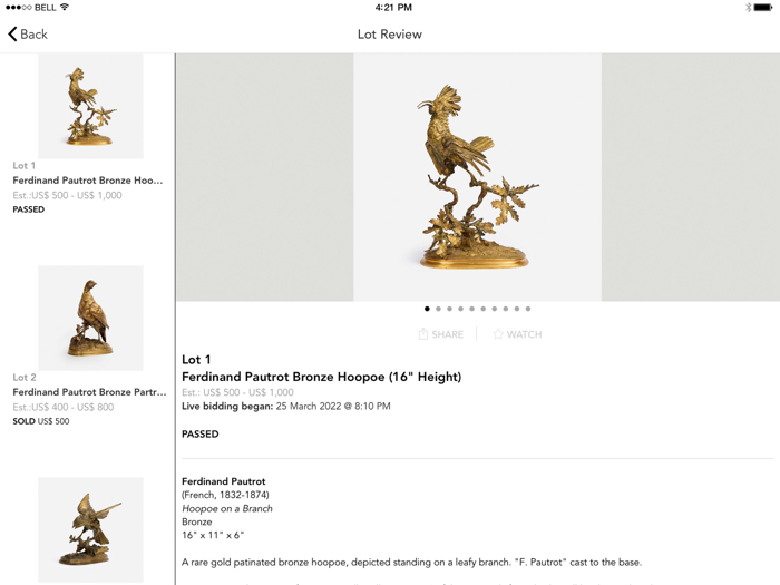 Circle Auction Bid  Sell